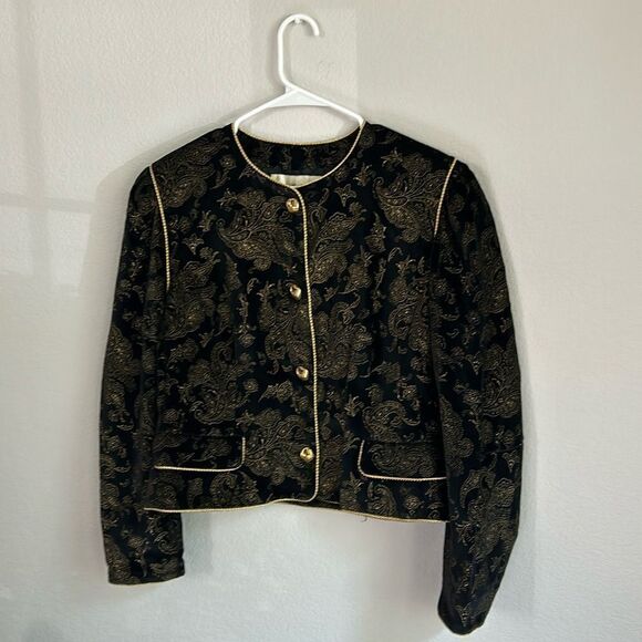 JARGER cropped jacket Gold trim and buttons with Black SZ 14 - Picture 11 of 15